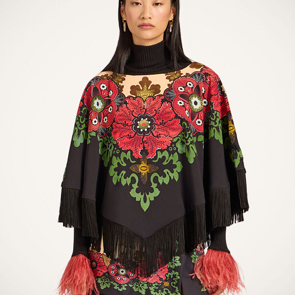  La Doublej Outerwear Gend - Reversible Mini Poncho Bounty Placée Red One Size 96% Viscosa 4% Elastane 