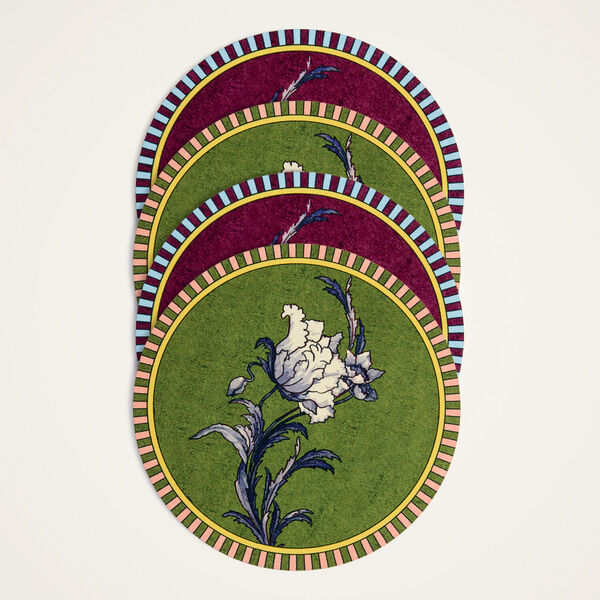  La Doublej Placemats & Runners Gend - Disk Coasters Set Of 4 Nymph Bloom Multicolor One Size 83% Wood Fiber 12% Cork 5% Polyester 