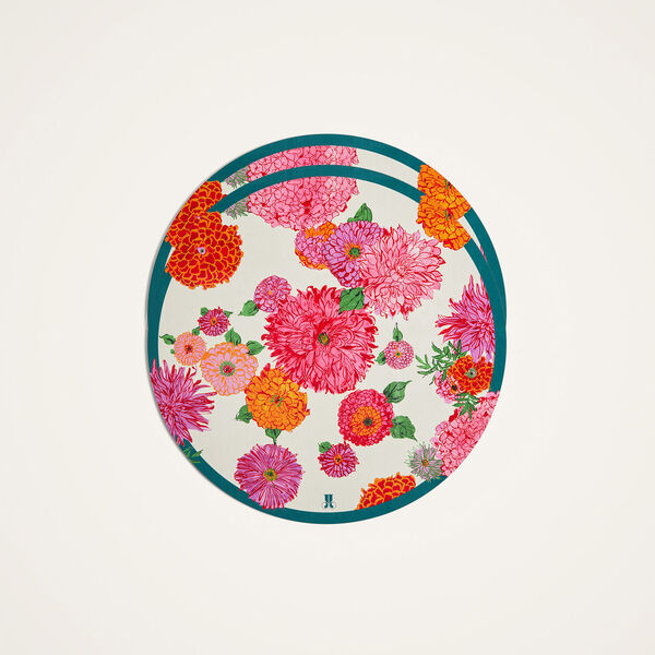  La Doublej Placemats & Runners Gend - Disk Placemats Set Of 2 Bright Blooms Pink One Size 83% Wood Fiber 12% Cork 5% Polyester 