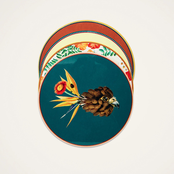  La Doublej Placemats & Runners Gend - Disk Placemats Set Of 4 Flying Friends One Size 83% Wood Fiber 12% Cork 5% Polyester 
