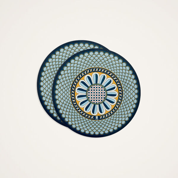  La Doublej Placemats & Runners Gend - Disk Placemats Set Of 2 Napoli Midnight Blue One Size 83% Wood Fiber 12% Cork 5% Polyester 