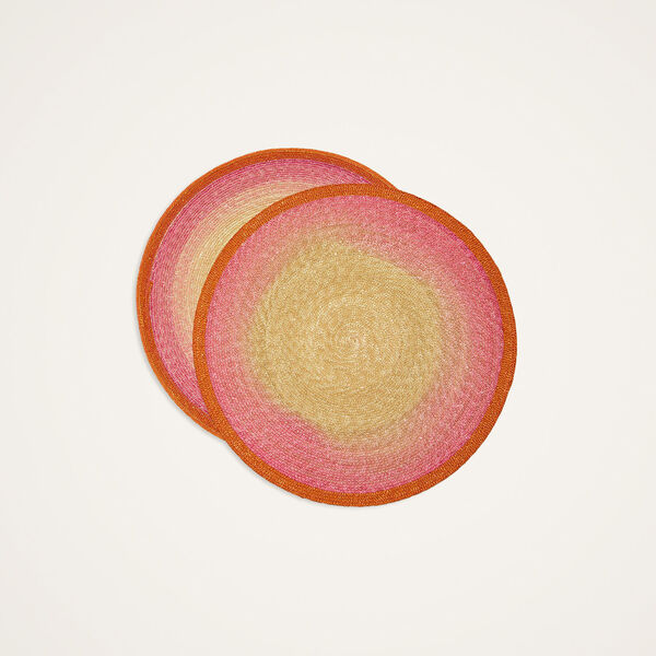  La Doublej Placemats & Runners Gend - Handpainted Sunset Placemats Set Of 2 Gradient Fuchsia One Size 100% Straw 