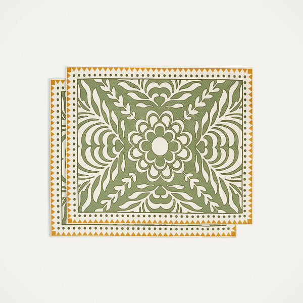  La Doublej Placemats & Runners Gend - Herringbone Placemats Set Of 2 Tudor Light Green One Size 100% Cotton 