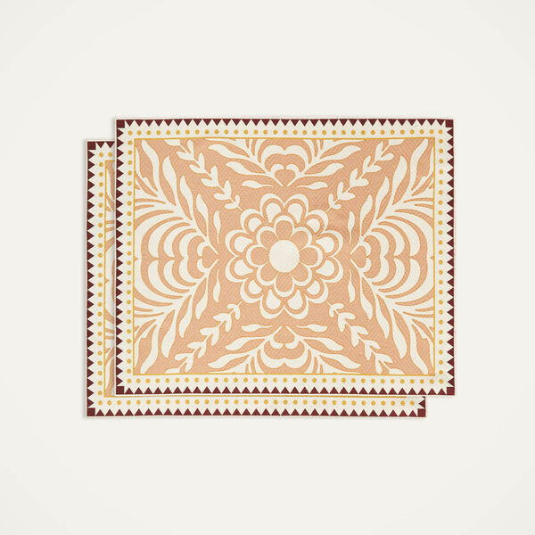  La Doublej Placemats & Runners Gend - Herringbone Placemats Set Of 2 Tudor Pink One Size 100% Cotton 