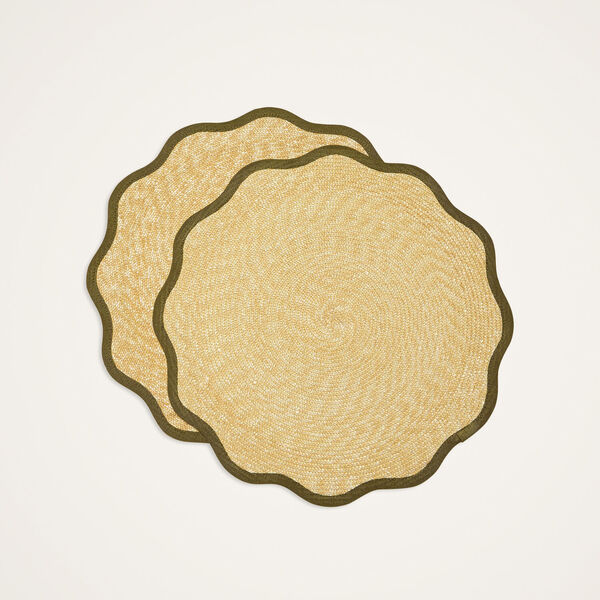  La Doublej Placemats & Runners Gend - Straw Cloud Placemats Set Of 2 Solid Olive One Size 100% Straw 
