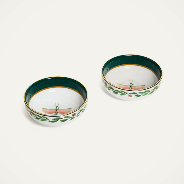  La Doublej Serveware Gend - Snack Bowl Set Of 2 Libellula Green One Size 100% Porcelain 
