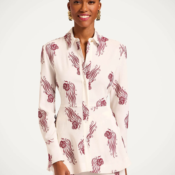  La Doublej Shirts & Tops Gend - Iris Shirt Lemuria White L 67% Acetate 18% Viscose 12% Polyester 3% Elastane 