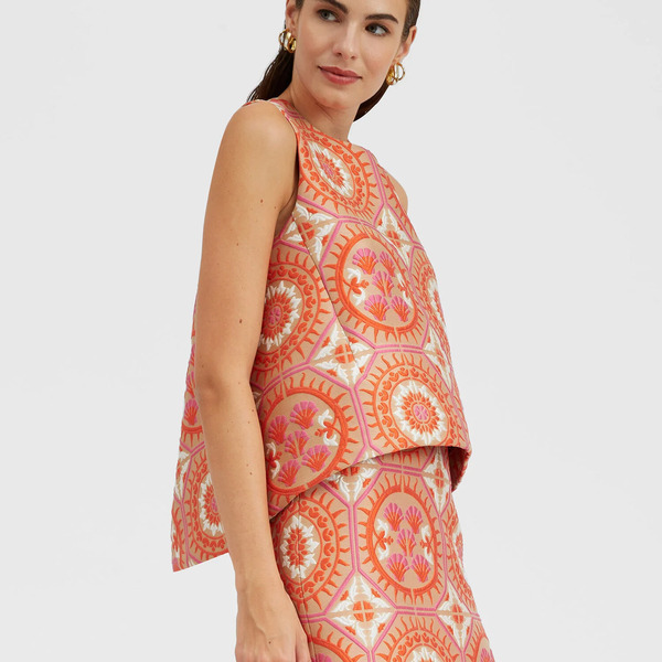  La Doublej Shirts & Tops Gend - La Scala Top Sun Orange S 72%polyester 21%cotton 4%silk 3%polyammide 