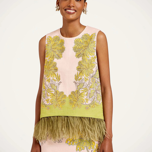  La Doublej Shirts & Tops Gend - La Scala Top Swathe Pink 44 96% Cotton 2% Elastane 2% Ostrich Feathers 