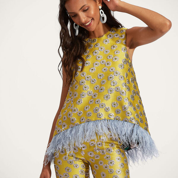  La Doublej Shirts & Tops Gend - La Scala Top (with Feathers) Margarita Xl 42%polyester 37%cotton 9%metal 7%silk 5%polyamide 