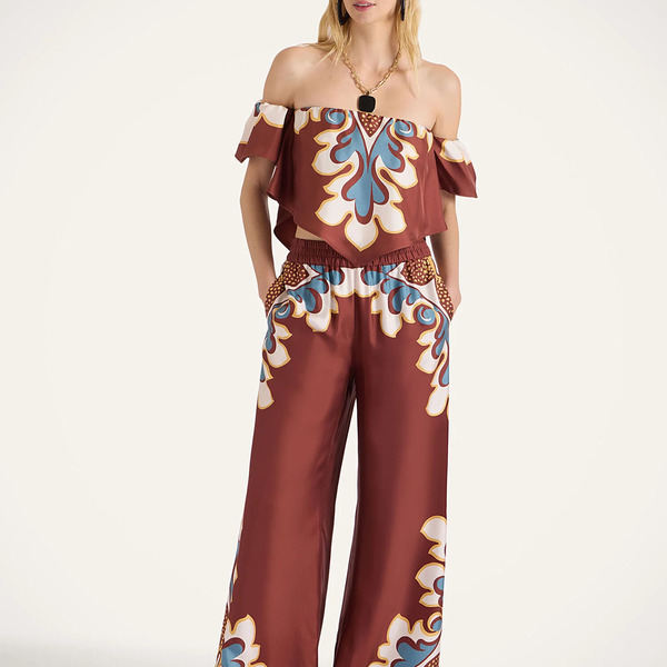  La Doublej Shorts & Pants Gend - Palazzo Pants Palazzo Placée Chocolate Xxl 98% Silk 2% Ostrich Feathers 
