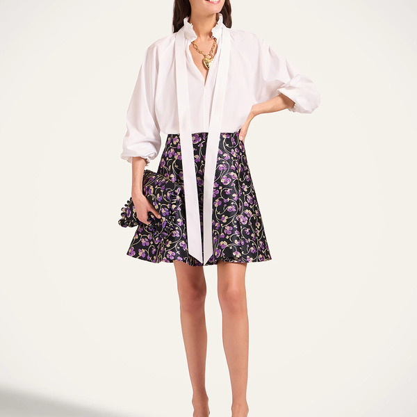 La Doublej Skirts Gend - Mini Dolce Vita Skirt Honeysuckle Black M 88% Polyester 7% Silk 5% Polyamide 