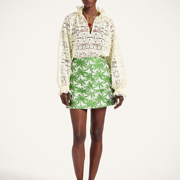  La Doublej Skirts Gend - Short Skirt Tropicana White S 44% Acetate 33% Viscose 22% Polyester 1% Elastan 