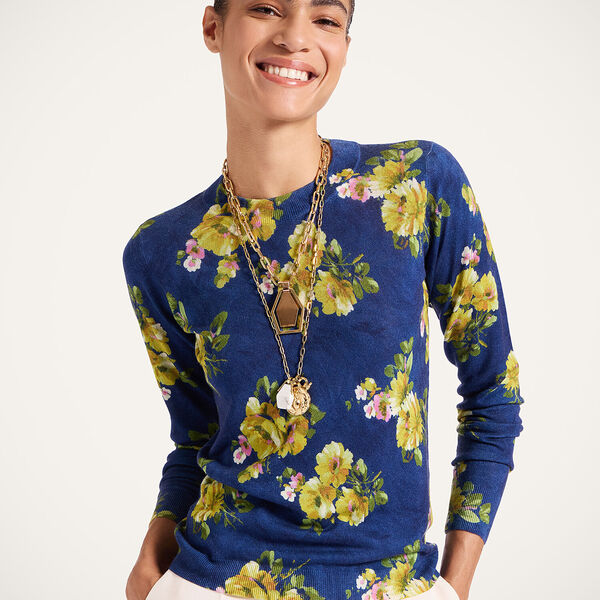  La Doublej T-shirts & Sweatshirts Gend - Silky Crew Neck Riptide Midnight Blue L 55% Silk 45% Cashmere 