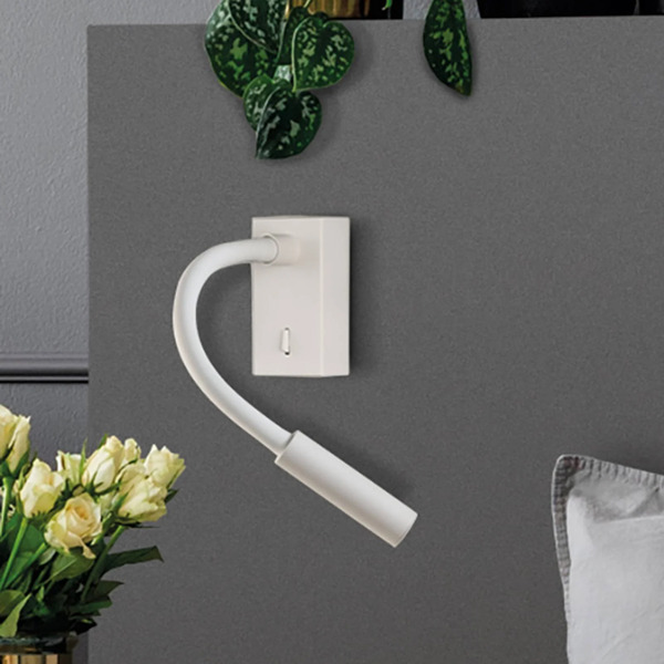  Acb Iluminación Acb Iluminación Led Wall Reading Lamp Cio, Switch, Flex Arm, 930, White 