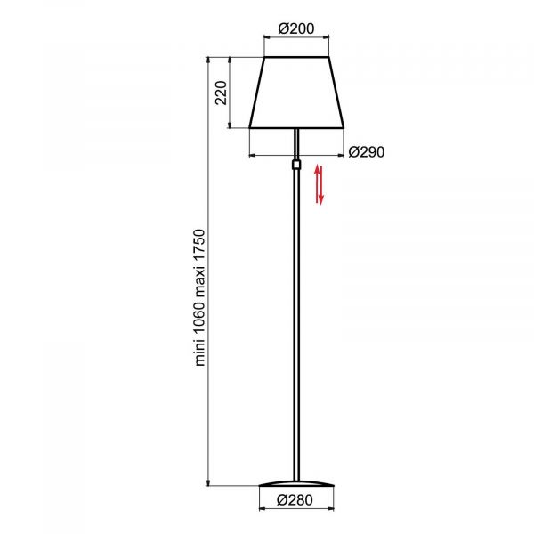  Aluminor Aluminor Store Floor Lamp, Aluminium/red 