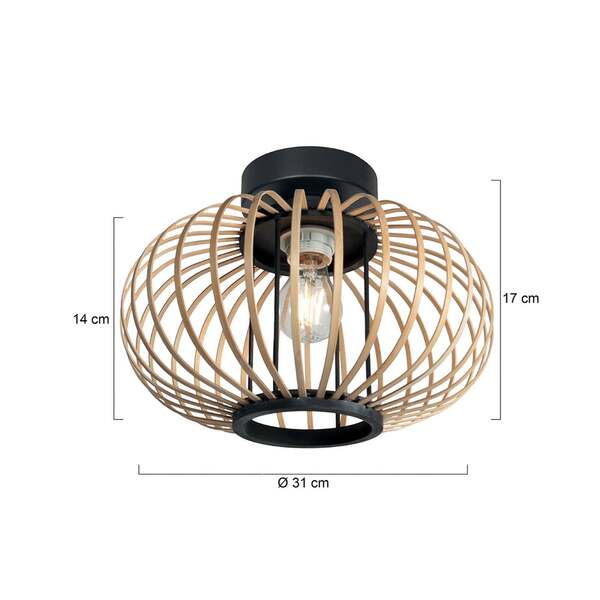  Anne Light Anne Light Bloeba Ceiling Light, Black, Bamboo Slats, ø 31 Cm 