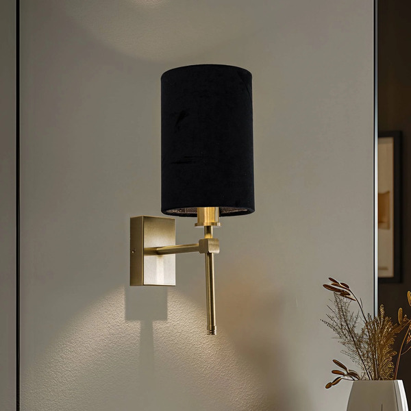  Argon Argon Azzi Wall Light With Textile Shade, 1-bulb, Black 