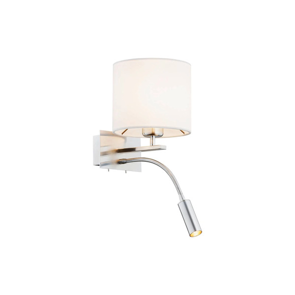  Argon Argon Bilo Wall Light, White/chrome, Textile, 2-bulb, Reading Light 