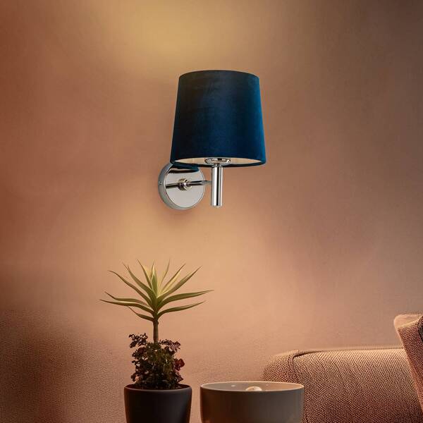  Argon Argon Bono Wall Light, Textile Shade, Chrome/blue 