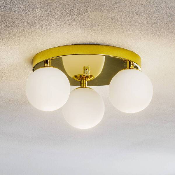 Argon Argon Ceiling Lamp Fatis Opal Glass/brass 3-bulb Round 