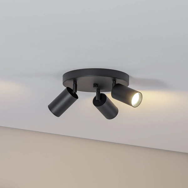  Argon Argon Ceiling Spotlight Sado Black Steel Adjustable 3-bulb Round 