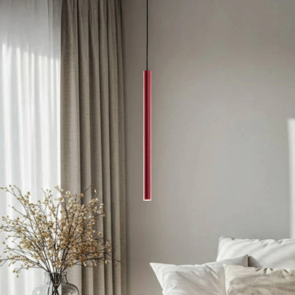  Argon Argon Led Pendant Light Rulo, Red, ø 3.2 Cm, Steel, 3000 K 