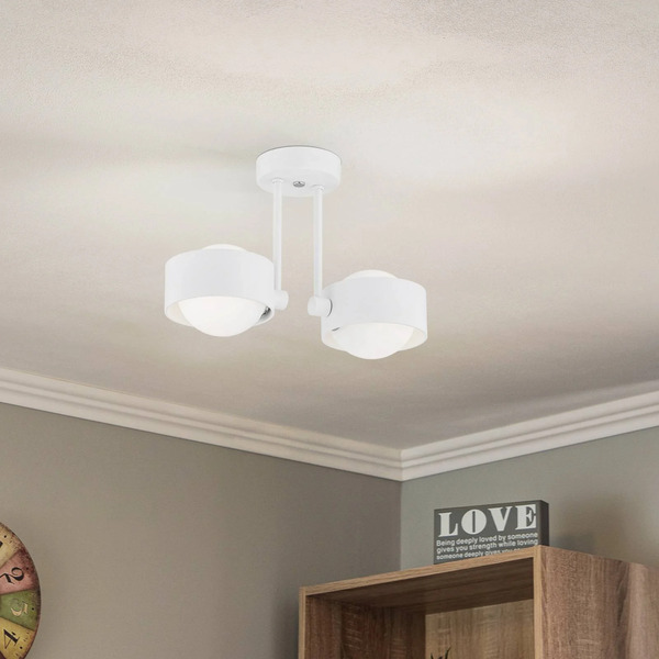  Argon Argon Mado Ceiling Light In Steel, White, 2-bulb 