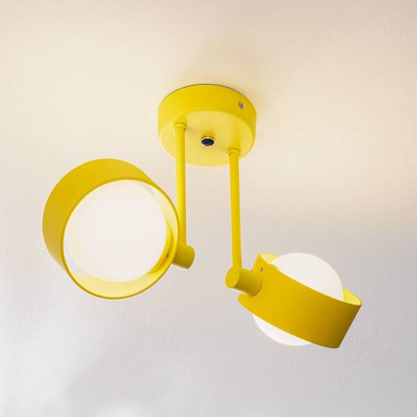  Argon Argon Mado Ceiling Light In Steel, Yellow, 2-bulb 