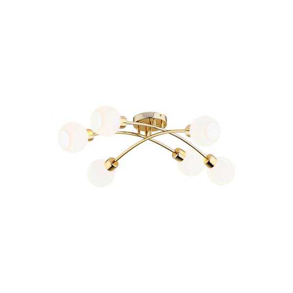  Argon Argon Marlo Ceiling Light, Brass-coloured, Opal Glass, 6-bulb 