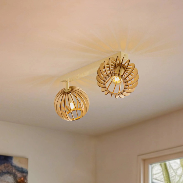  Argon Argon Paz Ceiling Lamp, White Wooden Slats, 2-bulb. 