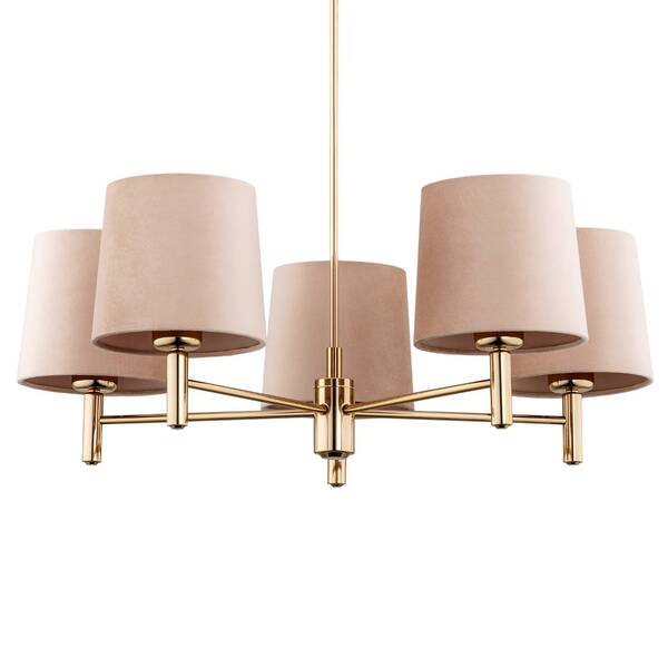  Argon Argon Polo Chandelier, 5-bulb, Beige/dark Brass 