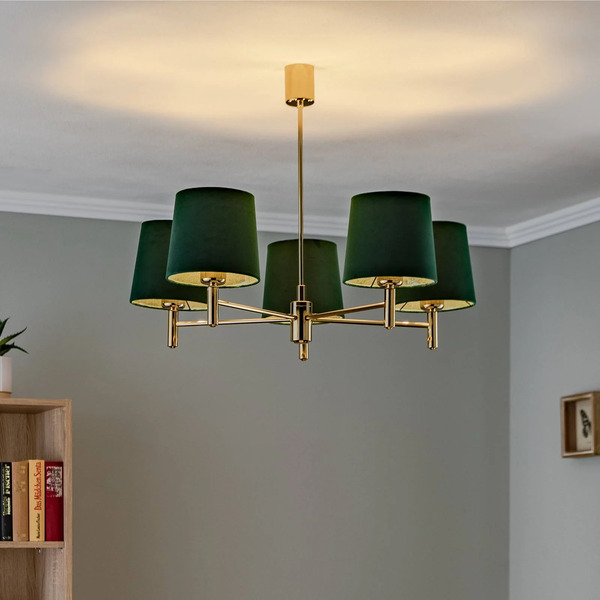  Argon Argon Polo Plus Pendant Light, 5-bulb, Brass/green 