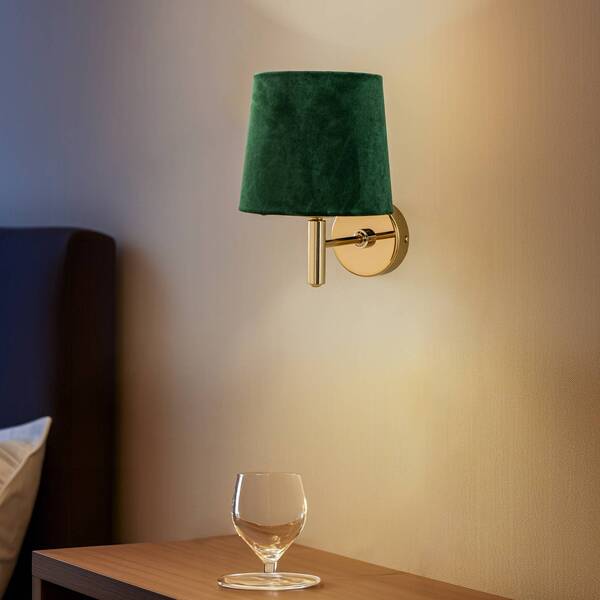  Argon Argon Polo Plus Wall Light, Textile Shade, Brass/green 