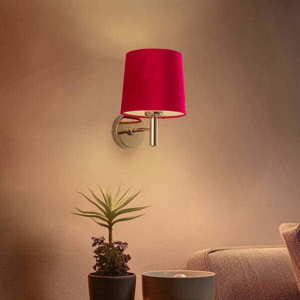  Argon Argon Polo Wall Light, Textile Shade, Brass/pink 