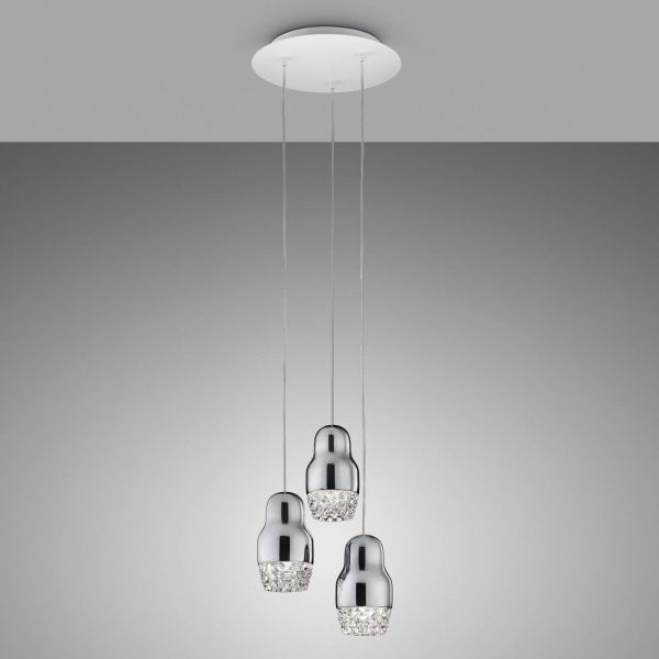  Axo Light Axo Light Chrome-coloured Led Hanging Light Fedora 3-bulb 
