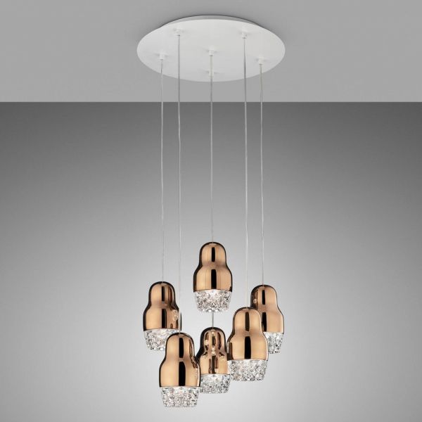  Axo Light Axo Light Six-bulb Led Hanging Lamp Fedora Rose Gold 