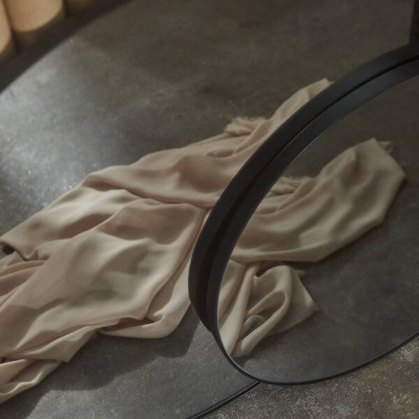  Aytm Aytm Circum Mirror, Grey/black, ø 70 Cm, Glass, Mdf Wood 