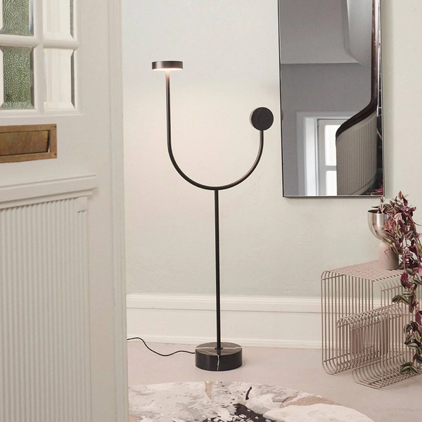  Aytm Aytm Led Floor Lamp Grasil, Black, Marble, Height 127 Cm 