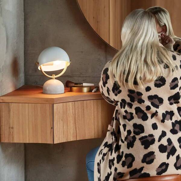  Beacon Lighting Beacon Lighting Beacon Table Lamp Lowe, White/brass, Marble Base 