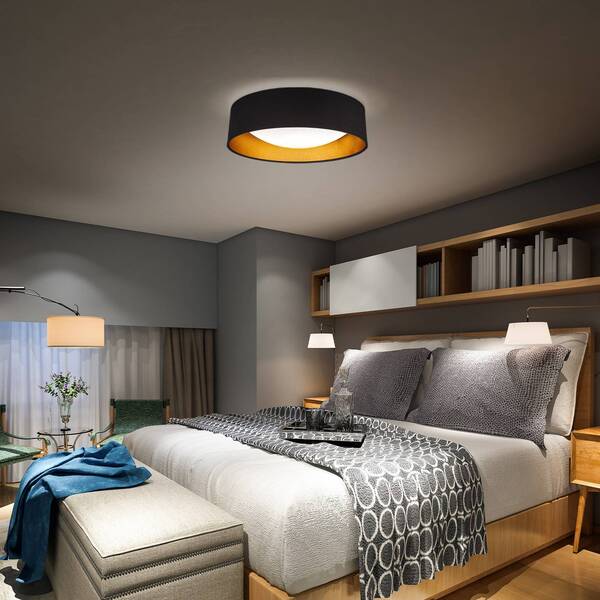  B.k. Licht B.k. Licht Kari Led Ceiling Light, Black/gold, Textile, 4,000 K 