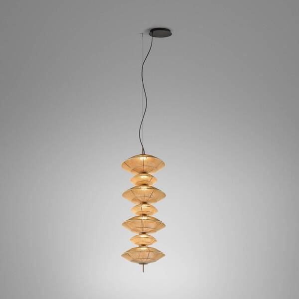  Bover Bover Led Pendant Light Yuyun S/7c, Dimmable 0-10v, Beige 