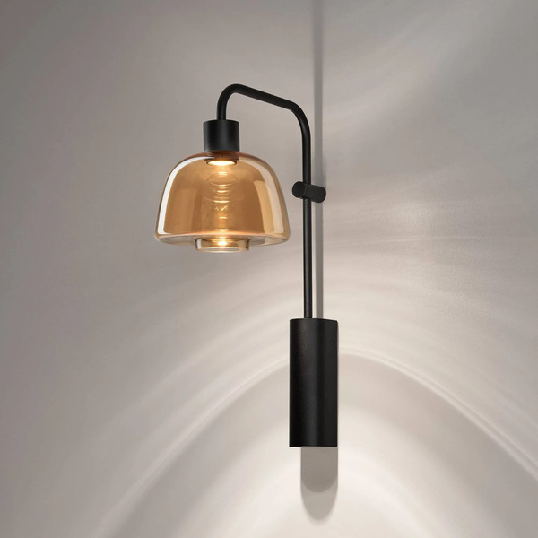  Bover Bover Led Wall Lamp Drep A/04, Amber, Glass, Black, 2,700 K 