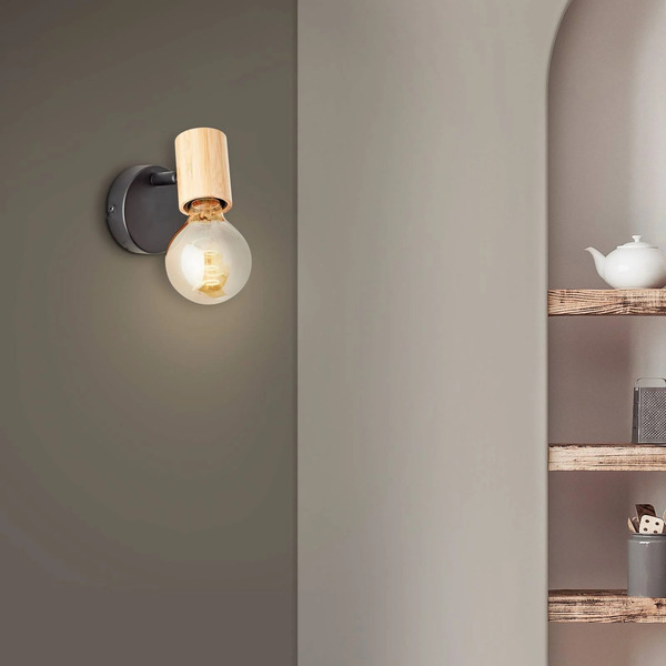  Brilliant Brilliant Kerry Wall Spotlight, Black/natural, Width 9 Cm, Bamboo 