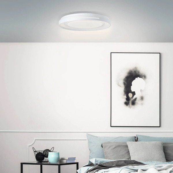  Brilliant Brilliant Led Ceiling Lamp Barty, White/chrome, ø 48.5 Cm, Cct, Metal 