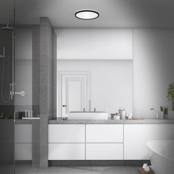  Briloner Briloner Led Bathroom Ceiling Light Slim Drip, Black, ø 29 Cm, Ip44 