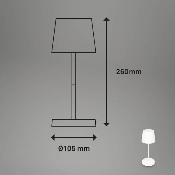  Briloner Briloner Piha Led Table Lamp With Rechargeable Battery, White 