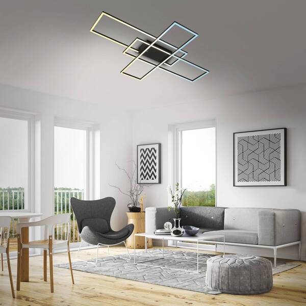  Briloner Briloner Roami Led Ceiling Lamp, 104x71cm, Black, Cct, Remote Control 