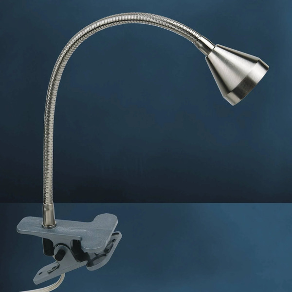  Busch Busch Led Clip-on Light Mini, Flexible Arm, Nickel, 3,000k 