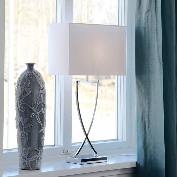  By Rydéns By Rydéns Omega Table Lamp Chrome/white Height 69cm 